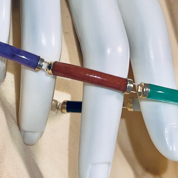 14K Gold Multi Jade Link Bracelet - Picture 10 of 12